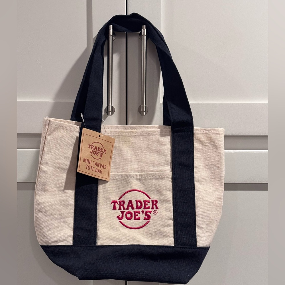 NWT TRADER JOE’S MINI TOTE CANVAS BAG. NAVY